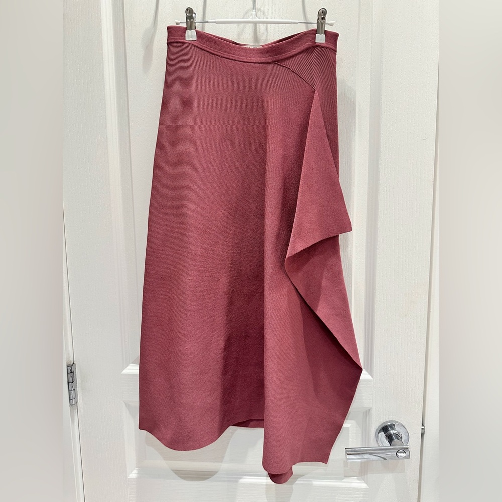 Aritzia Babaton Asymmetrical Winter Skirt in Dusty Rose